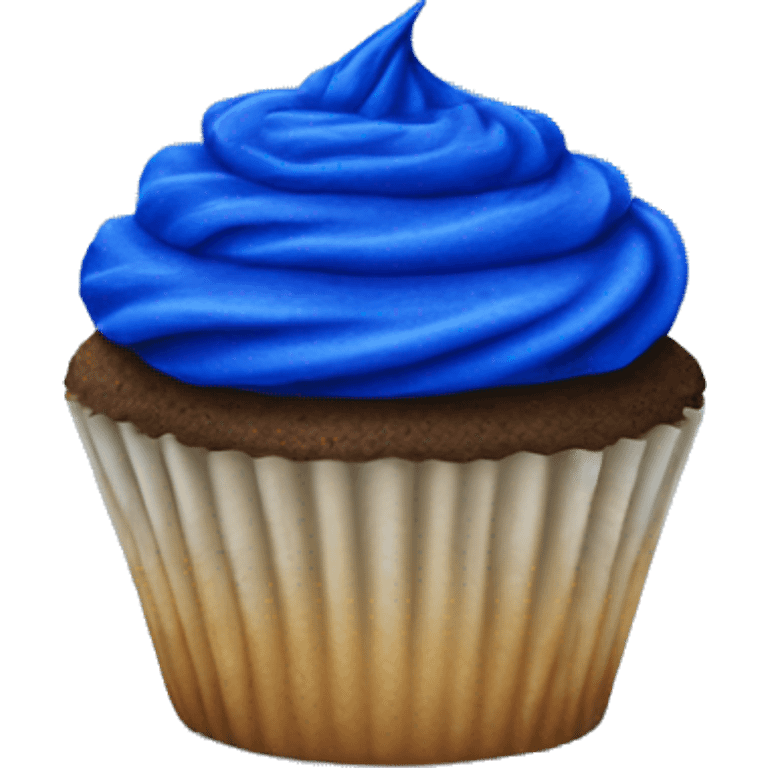 Realistic isolated cobalt blue cupcake. emoji