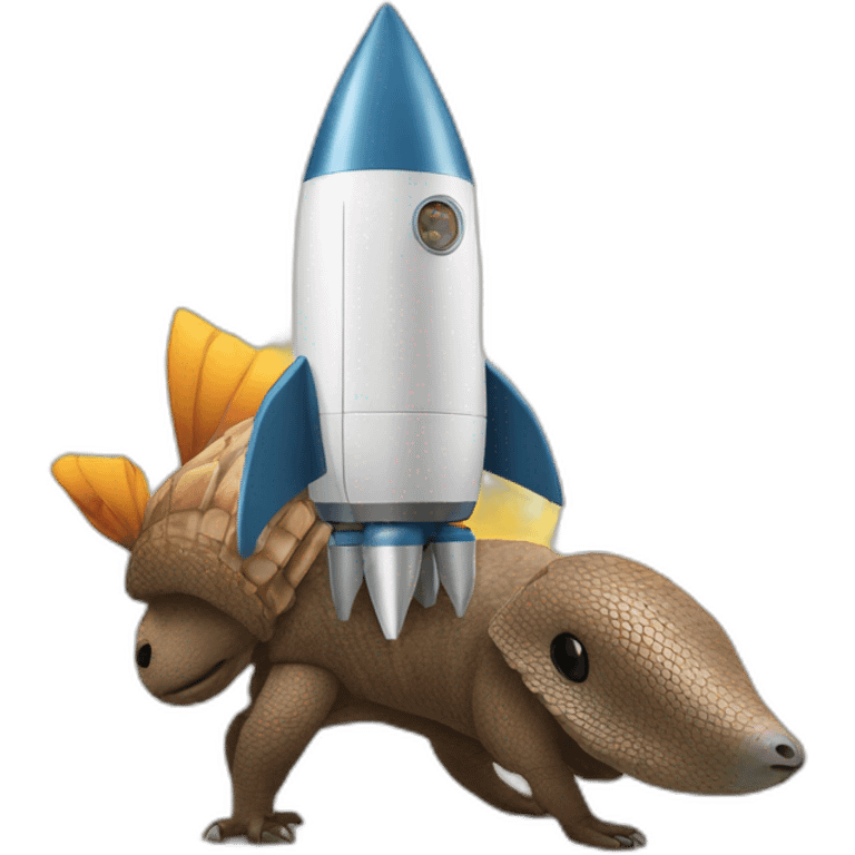 A rocket with an armadillo emoji