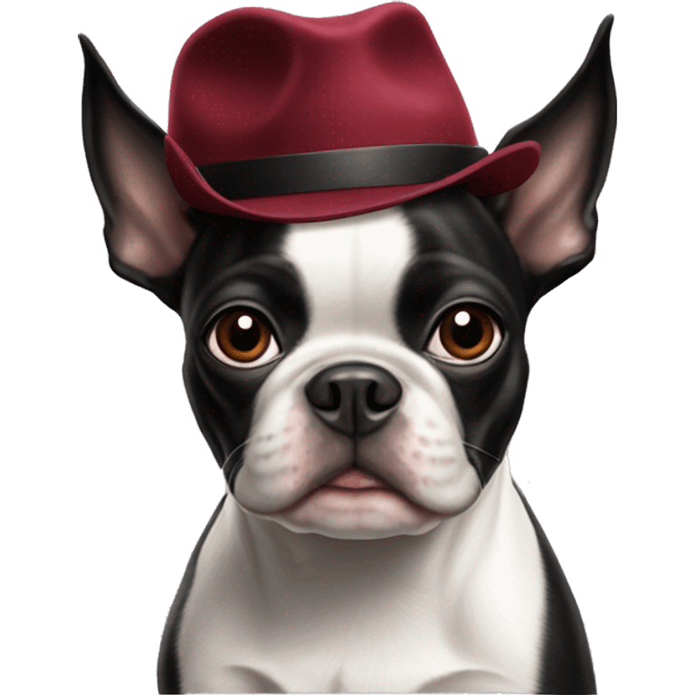 Boston terrier with a Harvard university hat on  emoji