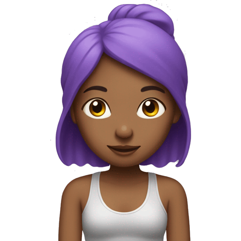 a girl with purple hair in a yoga pose emoji