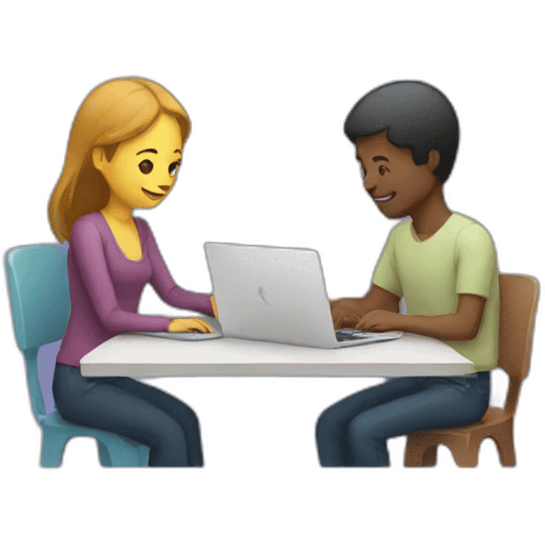 two people working on laptops together emoji