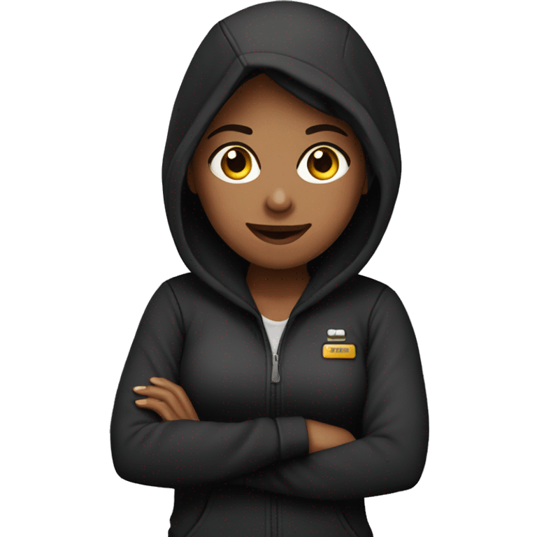 dispatcher girl, working, with laptop, in black hoodie emoji