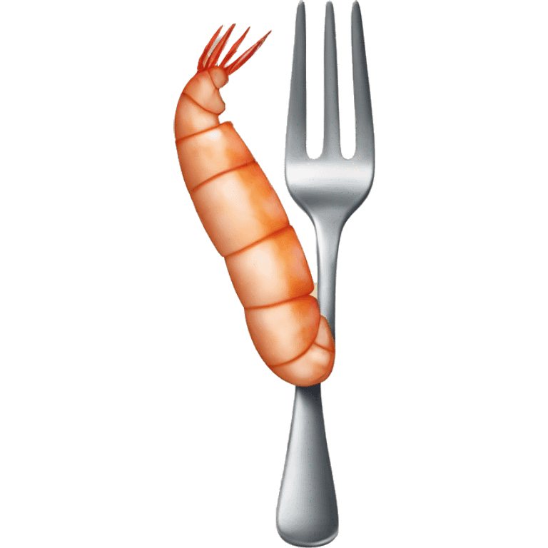 A fork with a shrimp on it emoji