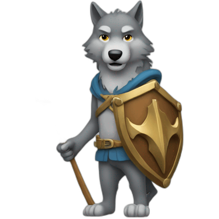 A wolf holding a trident in his hand emoji