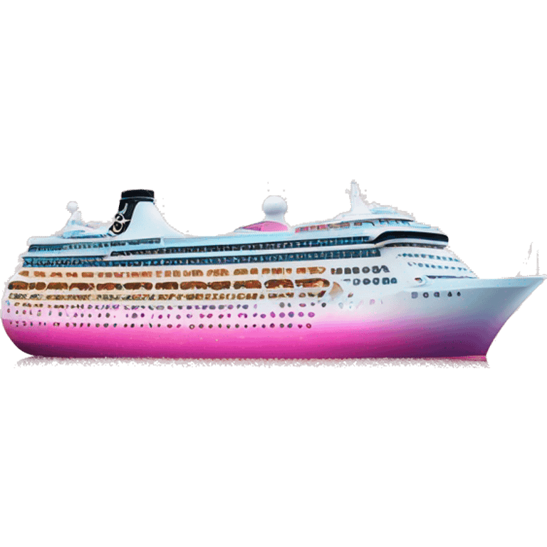 Pink ombre cruise ship with glitter emoji