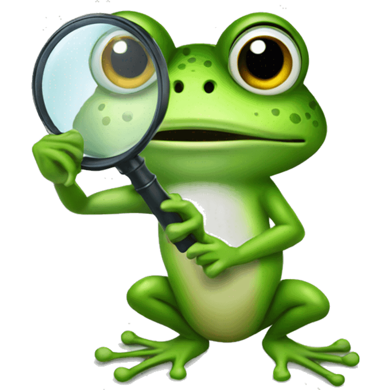 Frog holding magnifying glass emoji