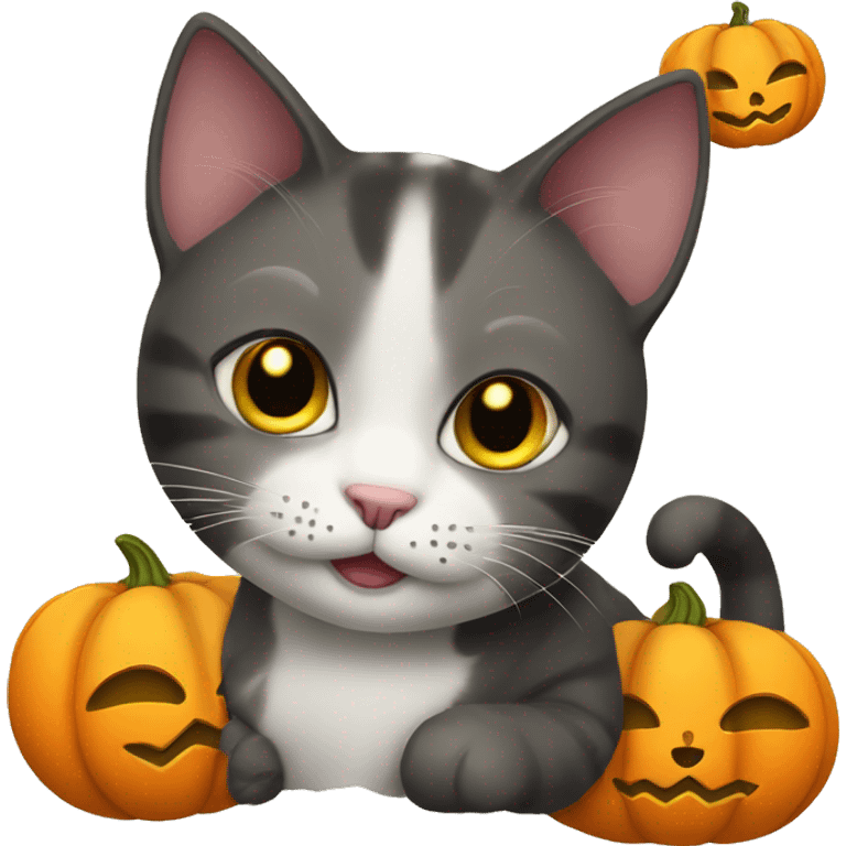 Cat with pumpkin emoji