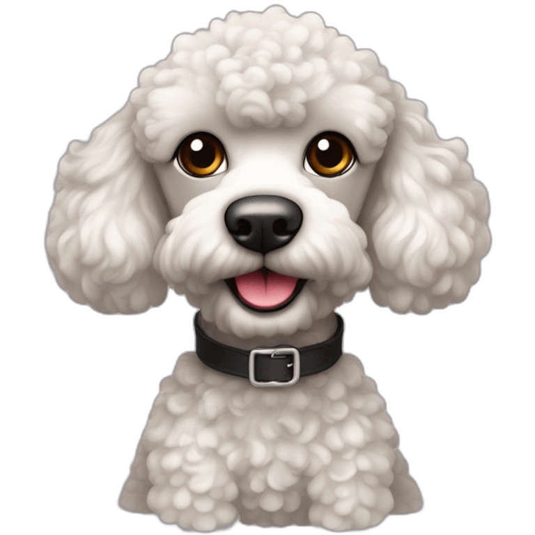 Poodle toy Con pañoleta negra en el cuello levantado la pata  emoji