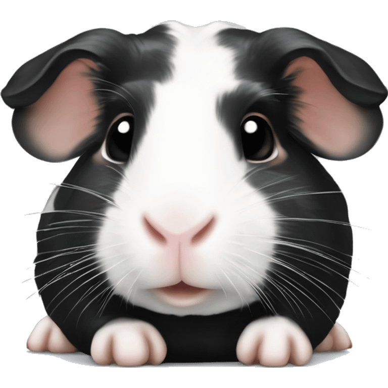 Black with white spots guineapig laying down very cute but realistic emoji