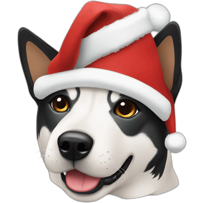 Black shiba wear Christmas cap emoji