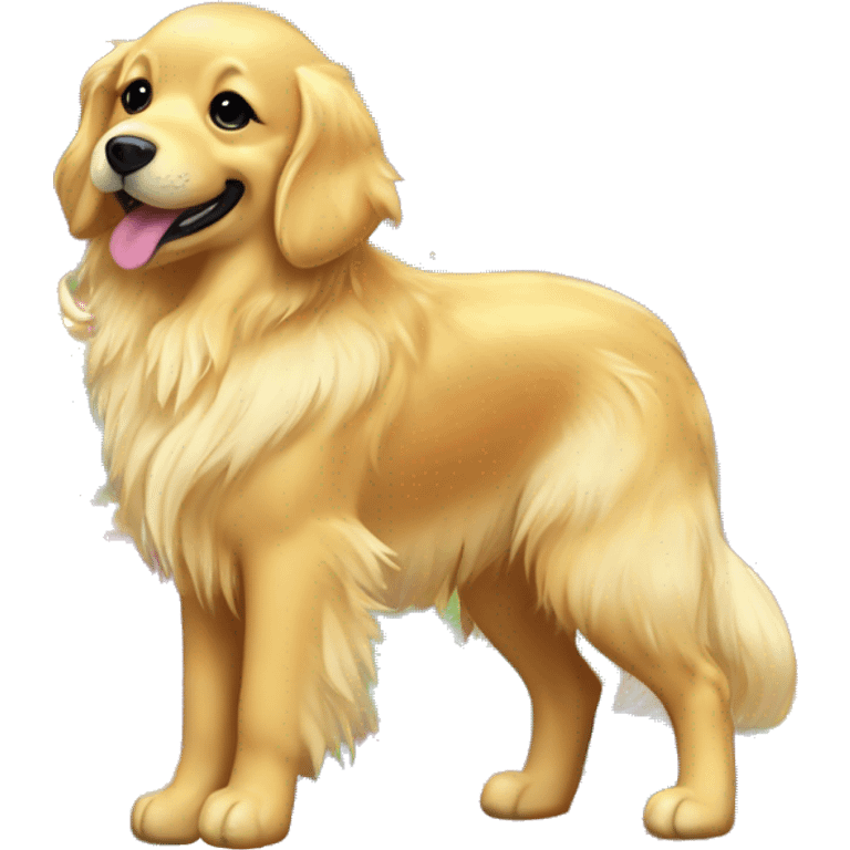 rainbow fur, glitter fur, colorful, bright, lisa frank, golden retriever  emoji