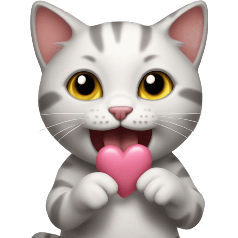 kitty sticking tongue out holding hand hearts emoji