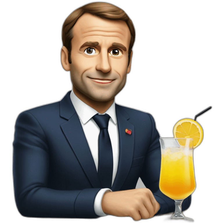 Macron avec un cocktail emoji