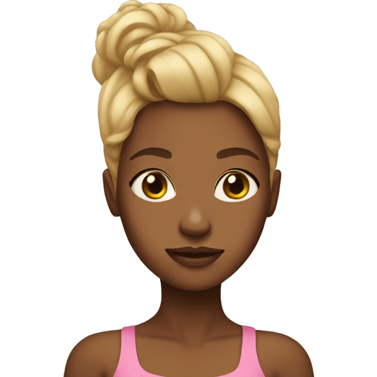 Brown skin girl with blonde layer cut emoji