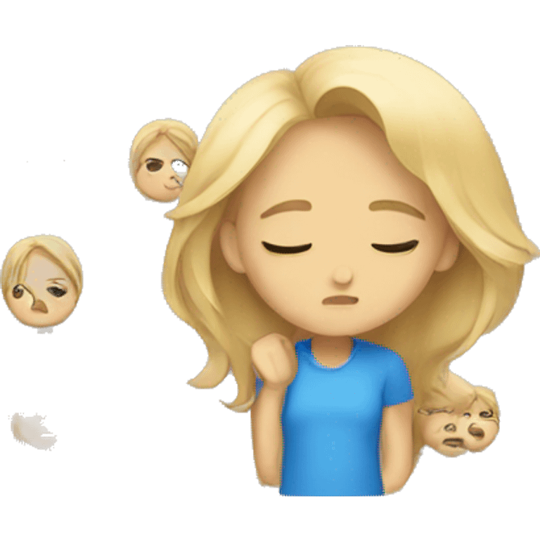 blonde girl tired emoji