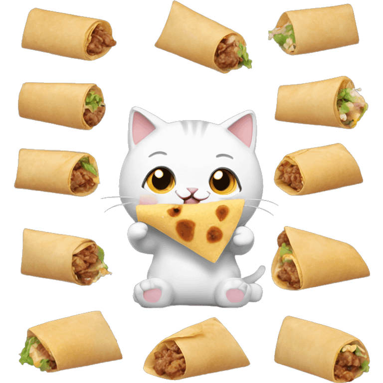 The cute cat eats burritos  emoji