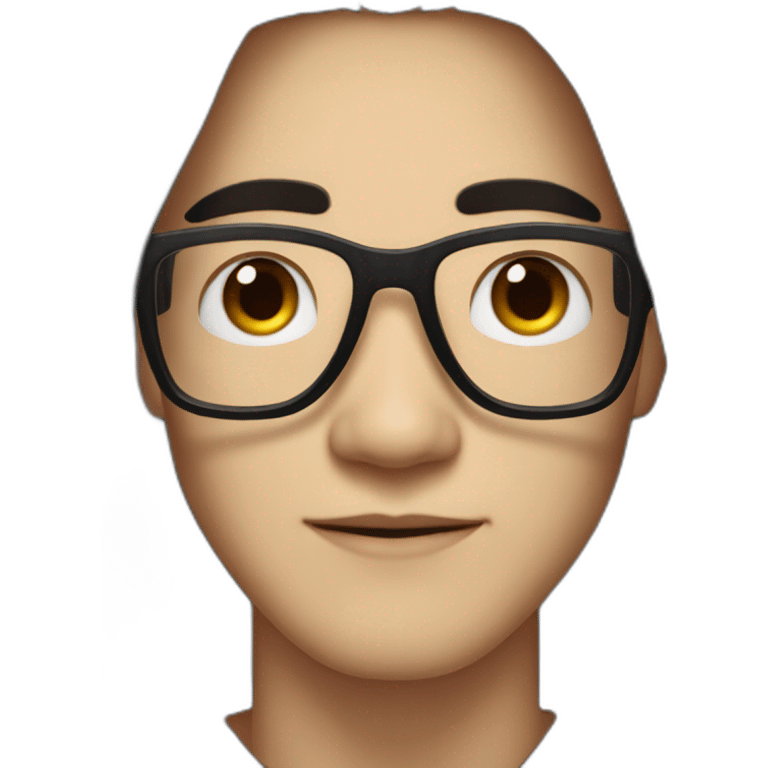 White skin Asian Guy with long black hair and square glasses and black hoodie emoji