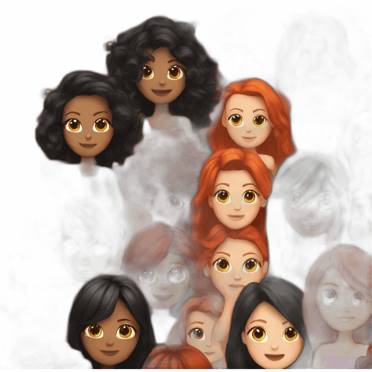 Red head and black hair girls emoji