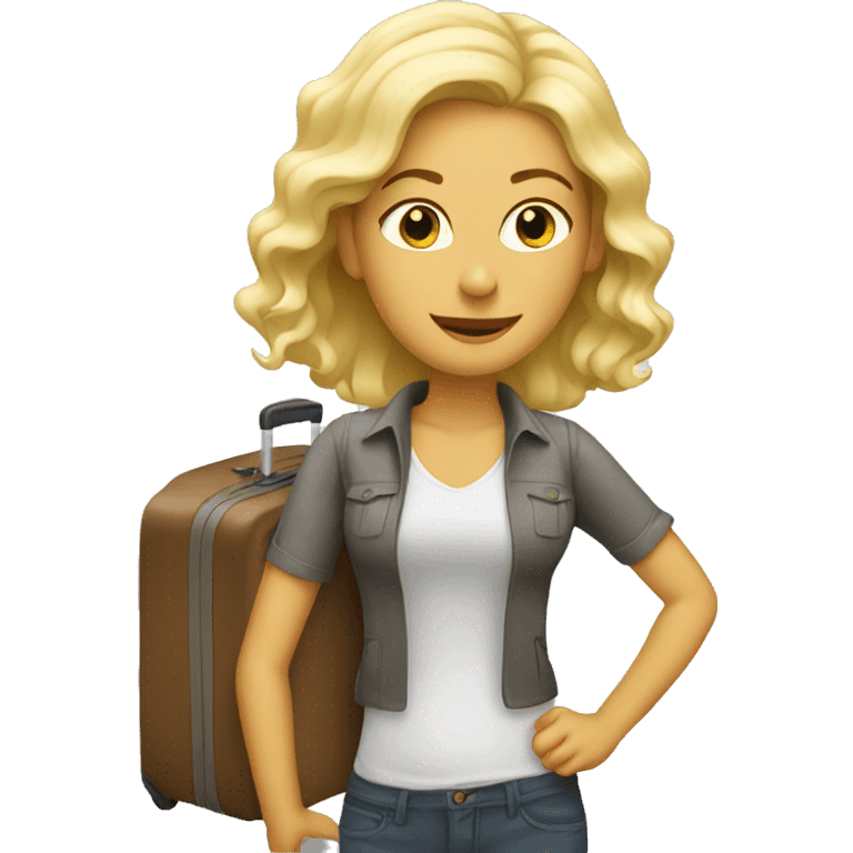 blonde woman with luggage emoji