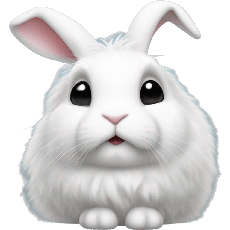 Fluffy white rabbit with black around eye emoji