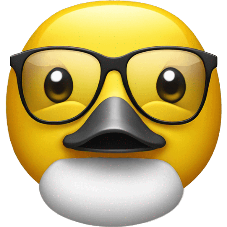 yellow bath duck with gold rectangular glasses emoji