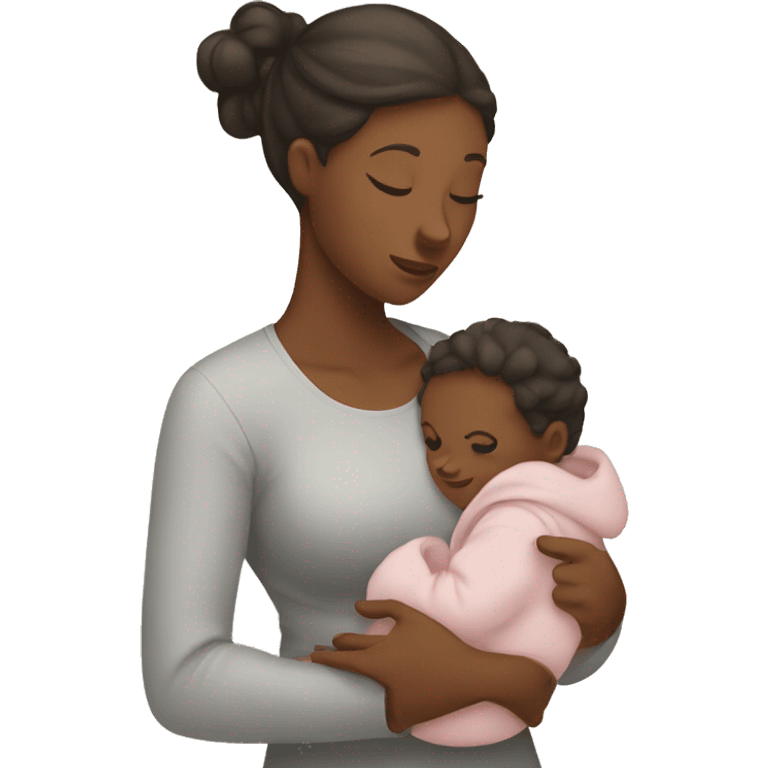 Mom holds the baby in her arms facing each other emoji