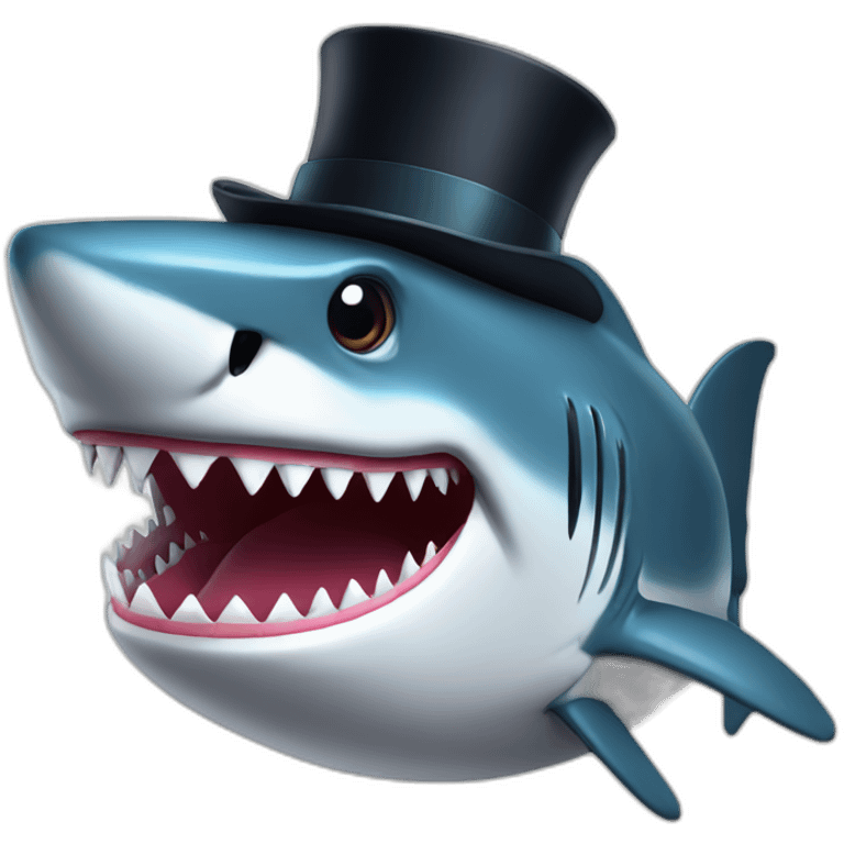 Shark with a top hat emoji