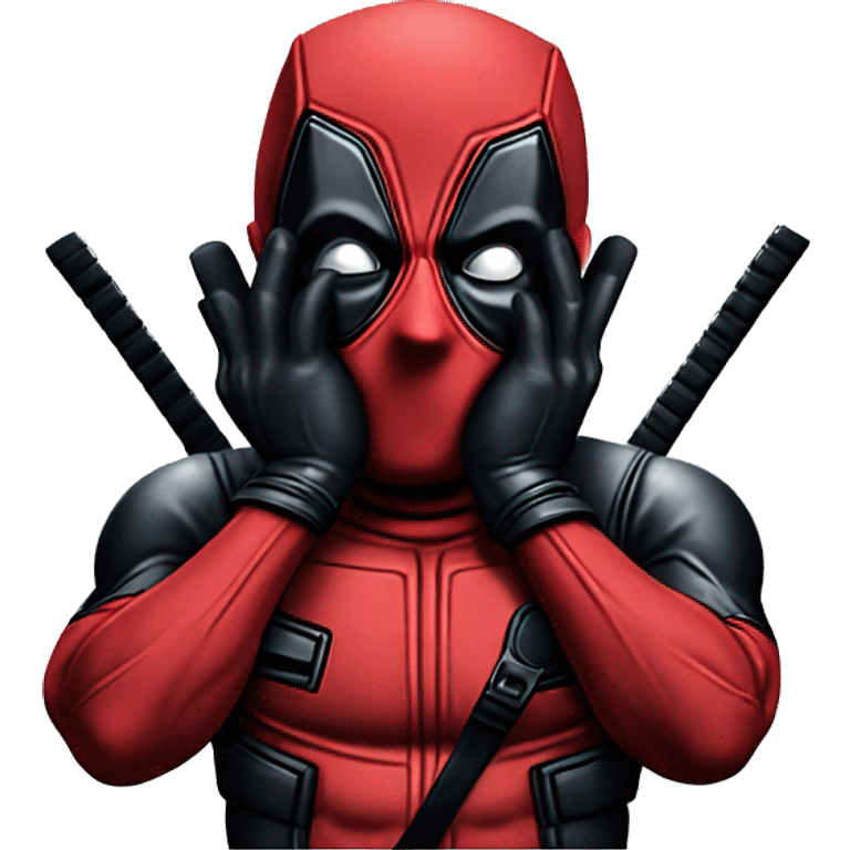 Surprised Deadpool with his hands on his cheeks  emoji