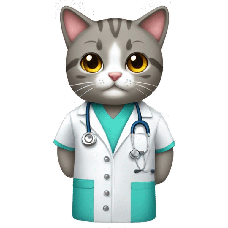 um gato vestido de medico operando emoji