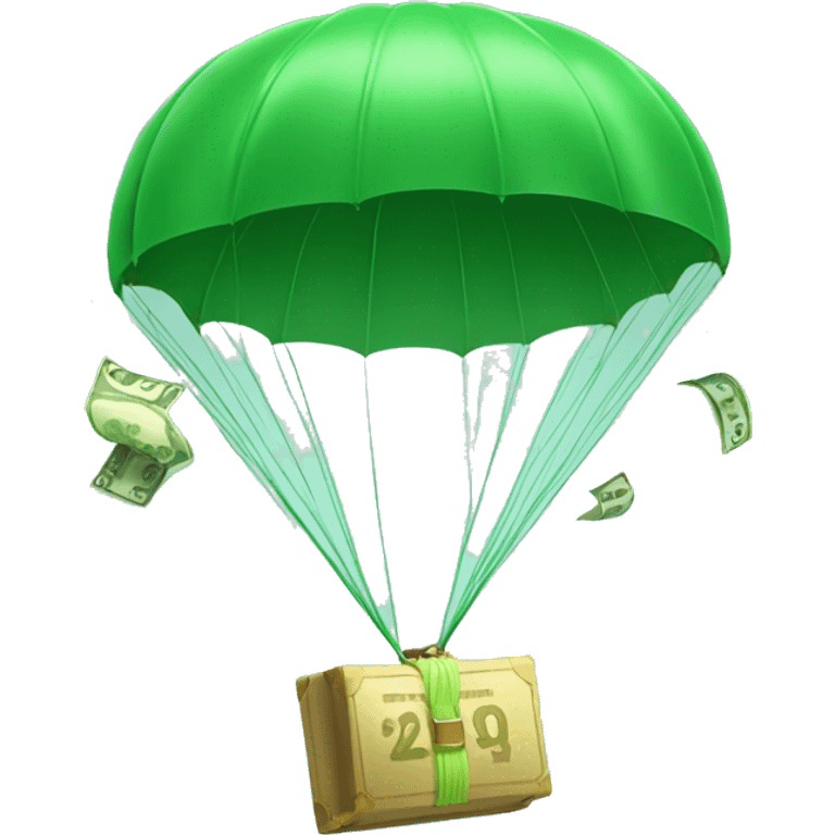 retirement money dropping with a green parachute emoji