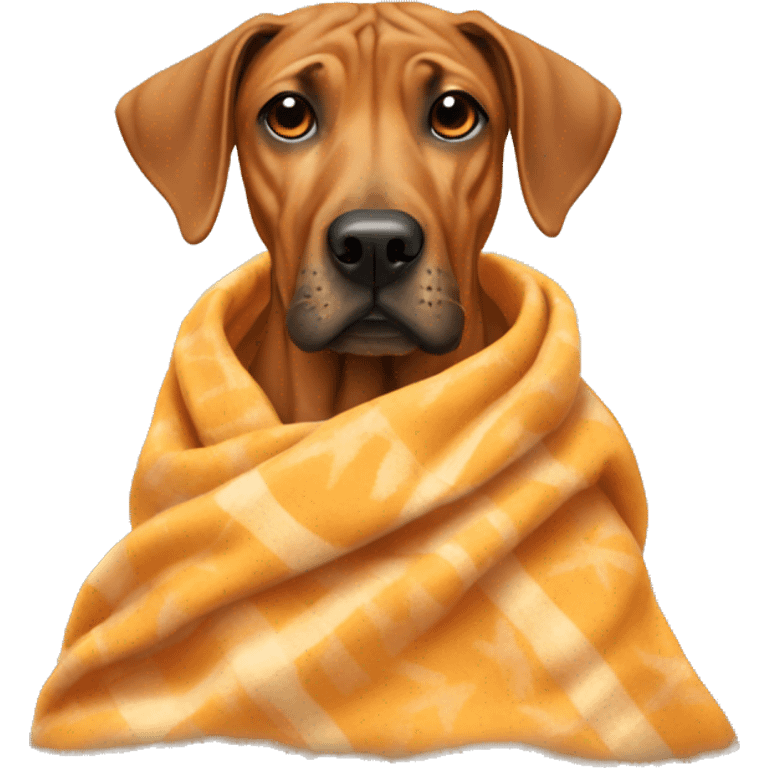 a ridgeback dog with a blanket  emoji