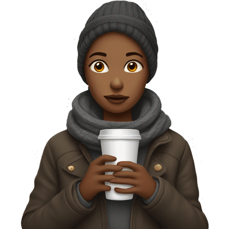 Cold girl drinking coffee emoji