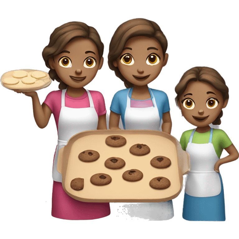 two brown hair girls baking cookies  emoji