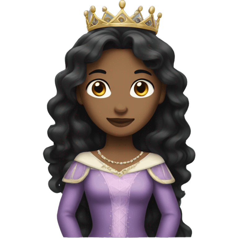 Princess long Dark hair  emoji