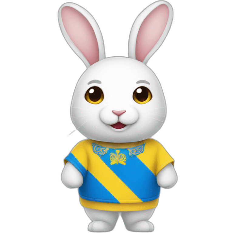 rabbit in a Ukrainian flag costume emoji