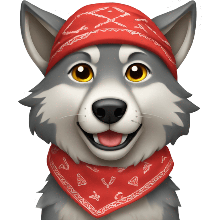 Wolf wearing a red bandana emoji