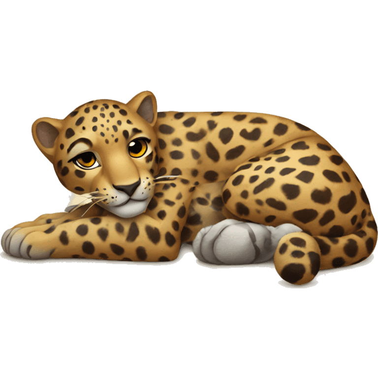 Leopard laying on the floor emoji