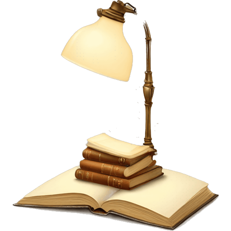 vintage lamp with open book beige emoji