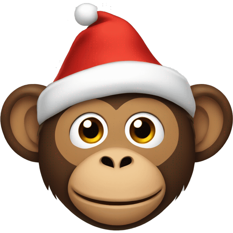 Monkey with a Christmas hat emoji