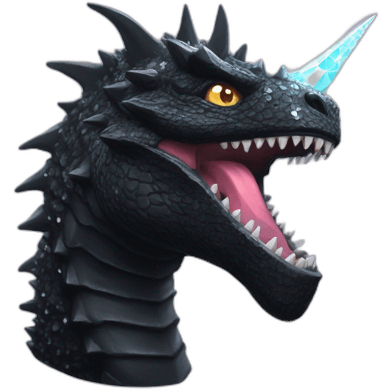 Epic Black Godzilla Head With Diamond Unicorn Horn and Lazer Eyes emoji