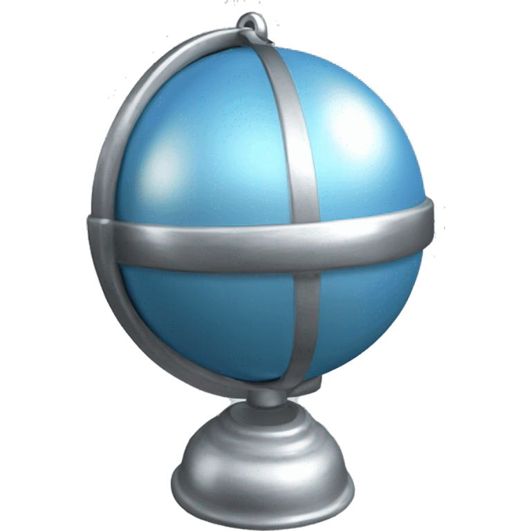 Realistic light blue and silver metallic globe sleigh bell. emoji