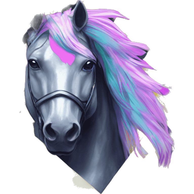 .Zombie_ Vaporwave black holographic oilslick zombie unicorn yellow caution tape graffiti Pegasus  emoji