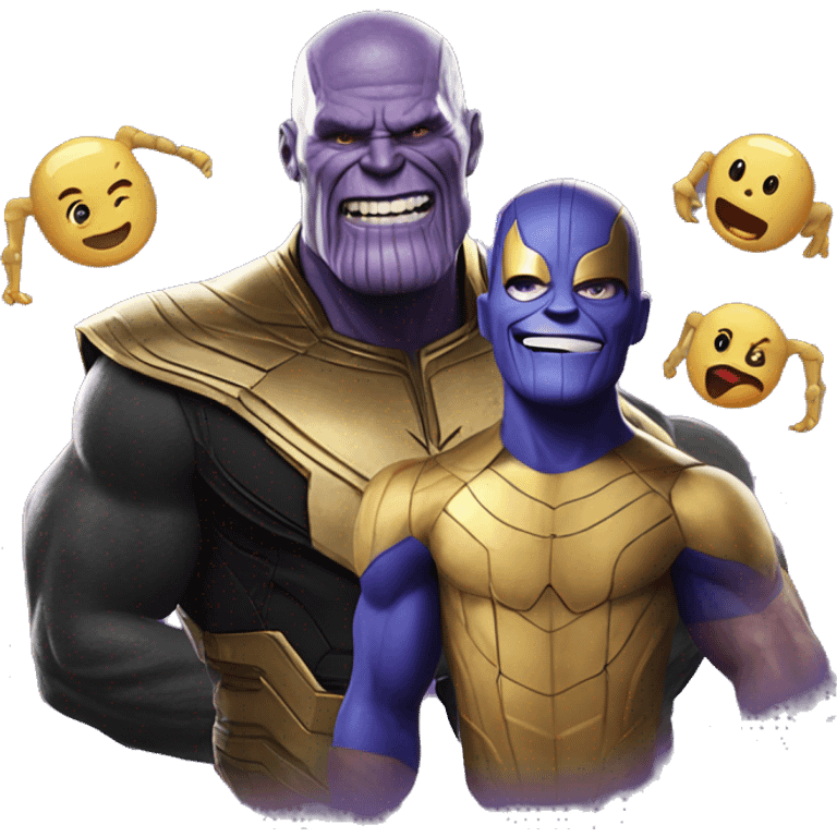 thanos happy whit spider man popping toghether emoji