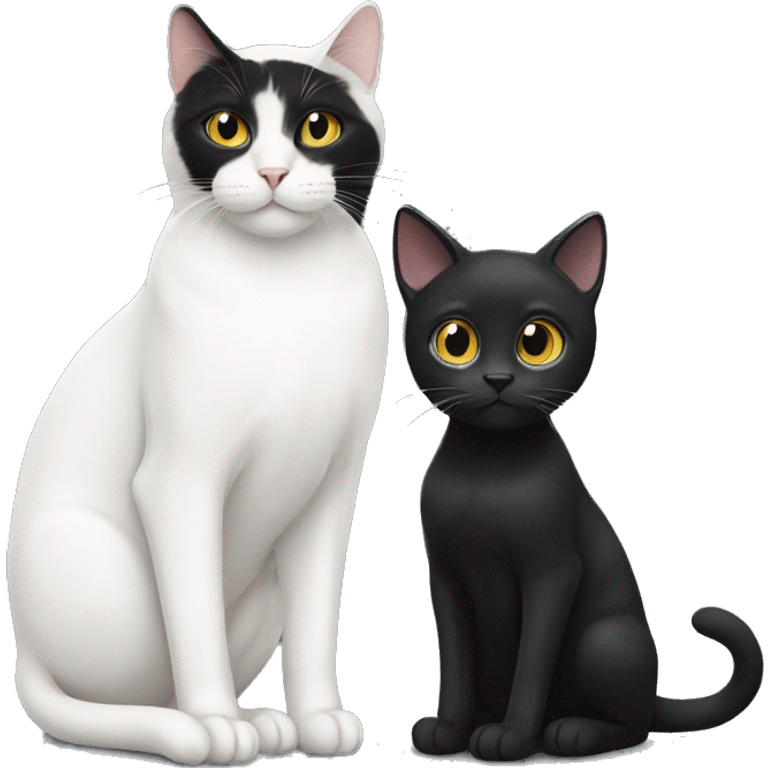 White cat and black cat emoji