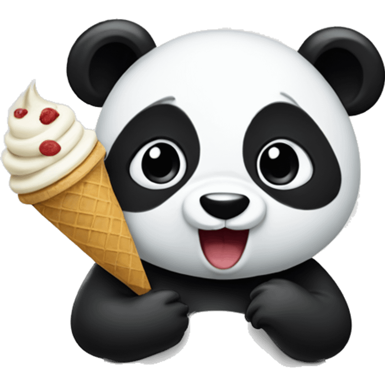 Panda eating ice cream emoji