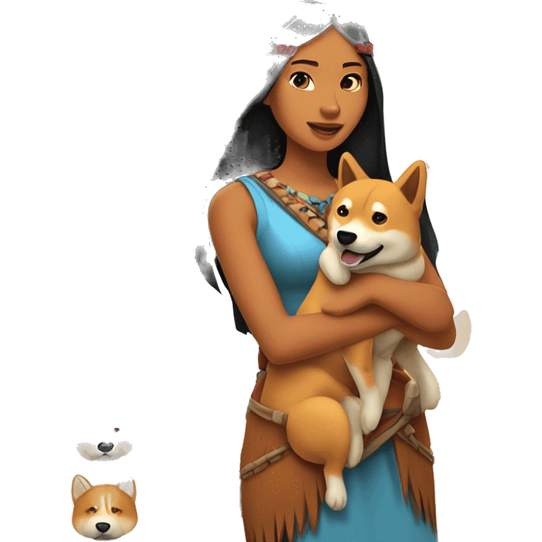 Pocahontas with shiba inu emoji