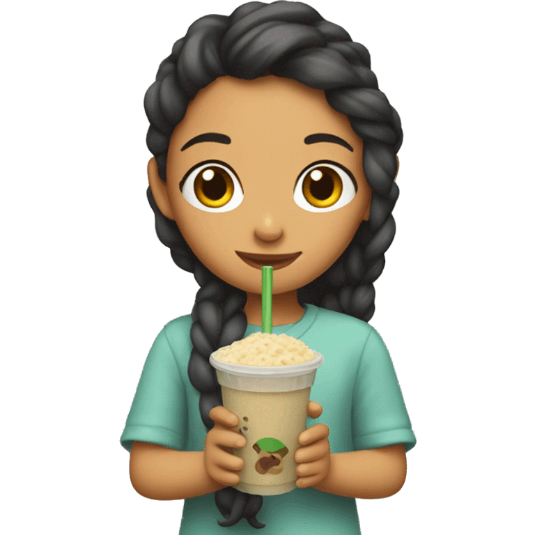 Girl holding boba emoji