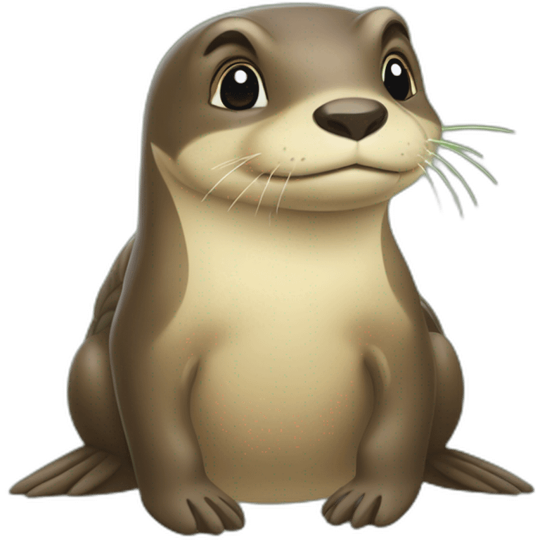 Une loutre sur une tortue emoji