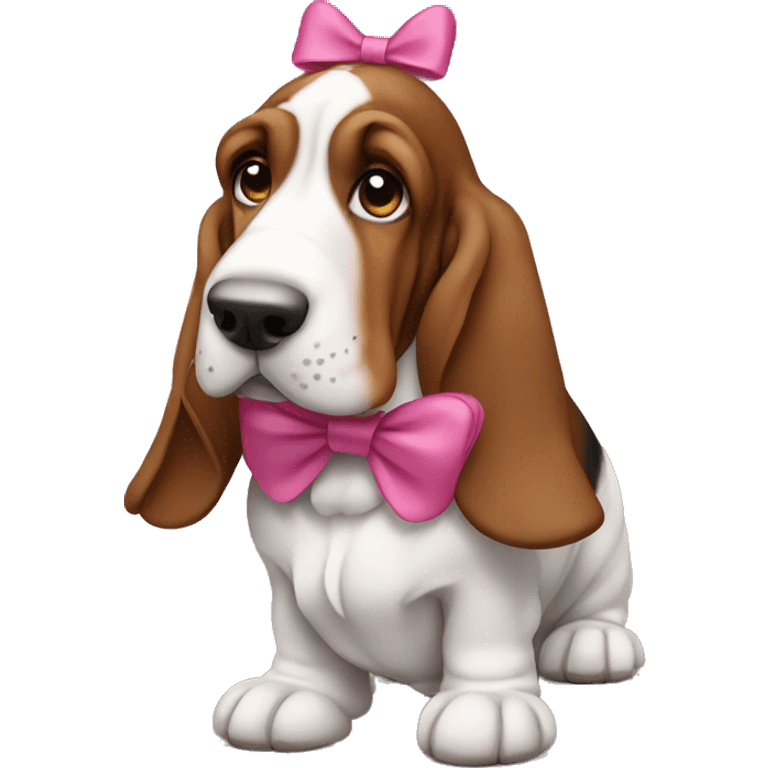 Basset hound with pink bow emoji