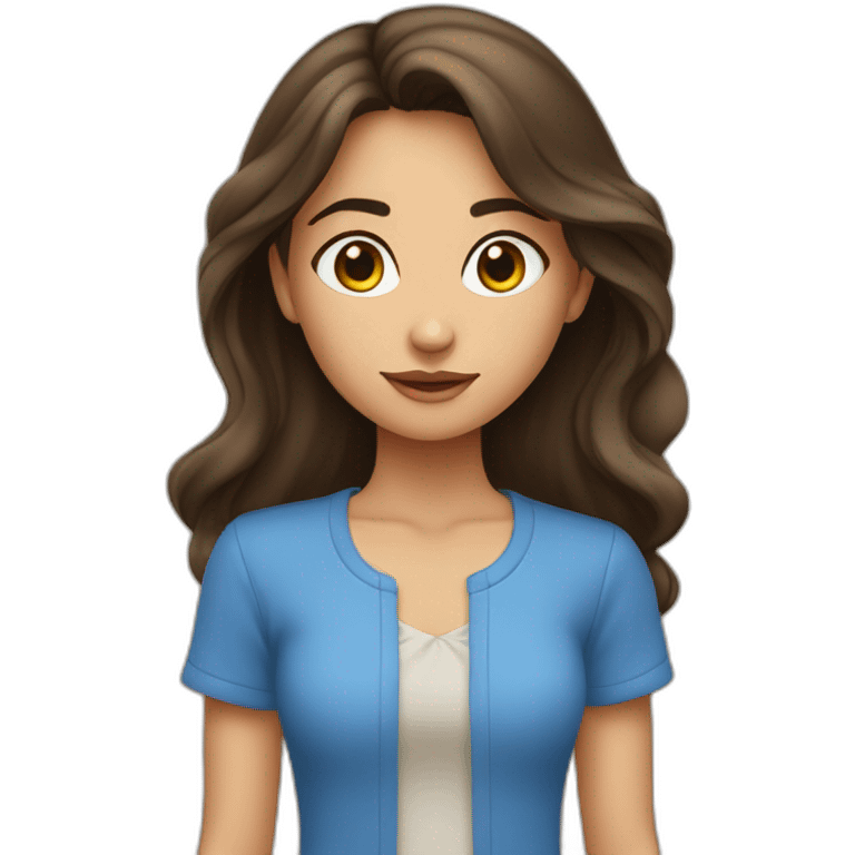 fille brune aux yeux bleu emoji